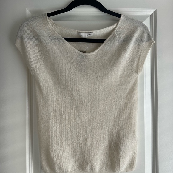 J. Crew Ivory Silk-Cashmere blend T-shirt size Small - Picture 6 of 6